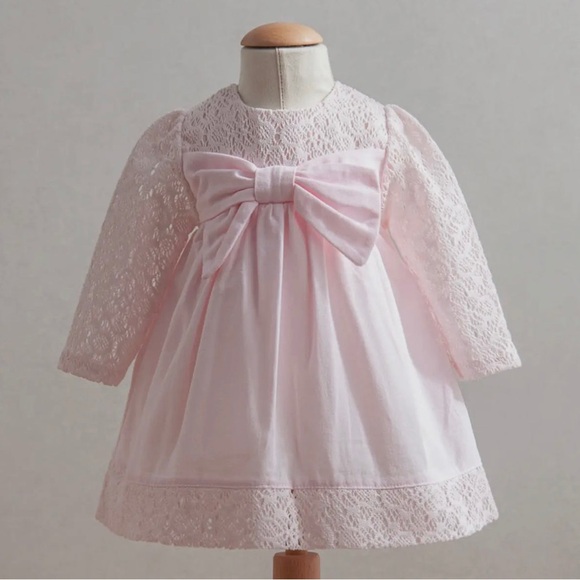 Elegant Pink Lace Baby Dress